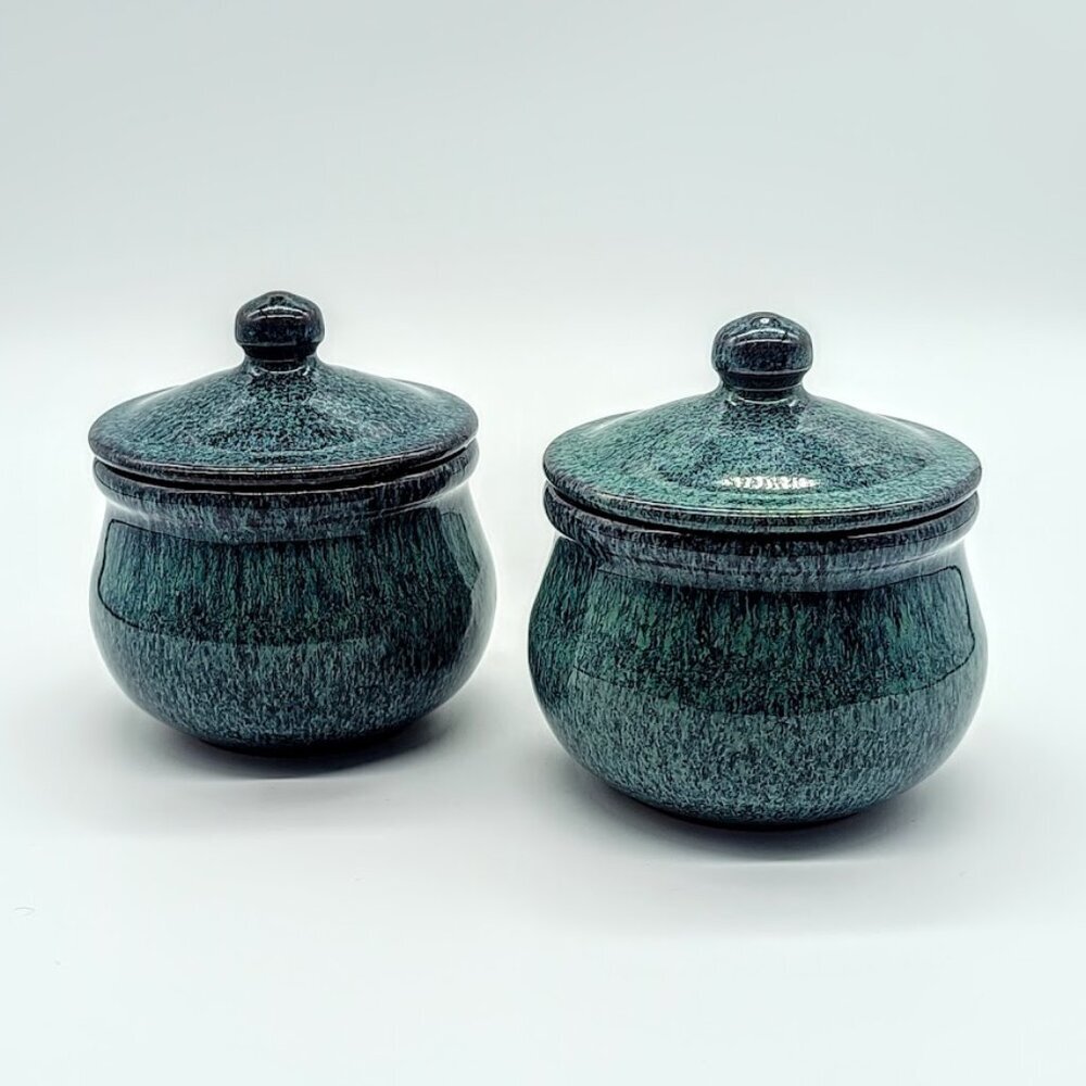 Peacock Reactive Glaze Ceramic Mini Salt Cellars